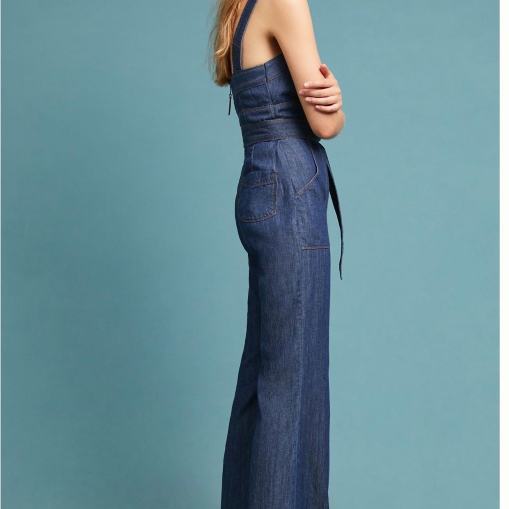 *Like New* Anthropologie Pilcro Wide-Leg Denim Jumpsuit Size 2 - Picture 4 of 10